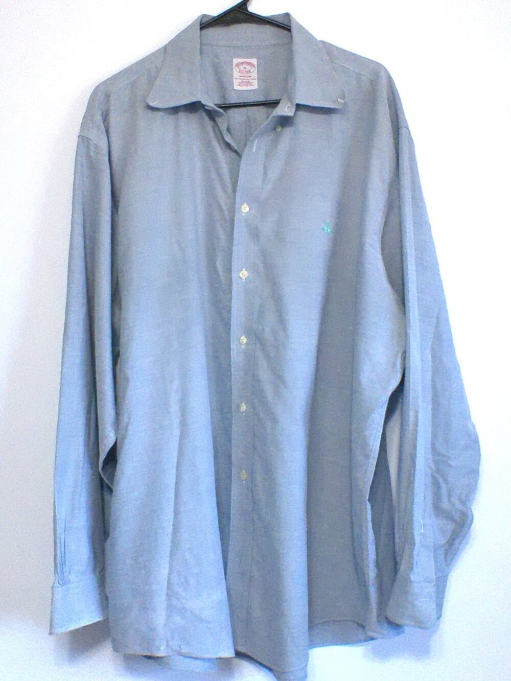 Brooks Brothers Madison Shirt XL Blue Supima Cotton Non Iron Button Down Mens